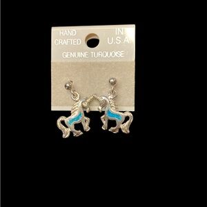 Handcrafted Genuine Turquoise Unicorn Earrings